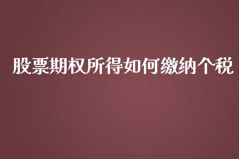 股票期权所得如何缴纳个税_https://m.lcjysmgs.com_基金管理_第1张