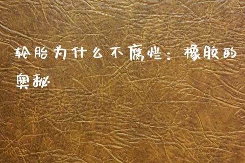 轮胎为什么不腐烂：橡胶的奥秘_https://m.lcjysmgs.com_基金管理_第1张