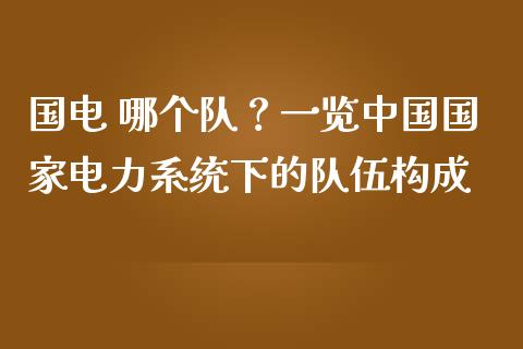 国电 哪个队？一览中国国家电力系统下的队伍构成_https://m.lcjysmgs.com_金融服务_第1张