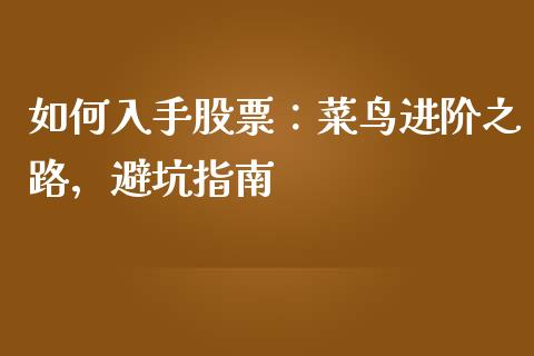 如何入手股票：菜鸟进阶之路，避坑指南_https://m.lcjysmgs.com_金融服务_第1张