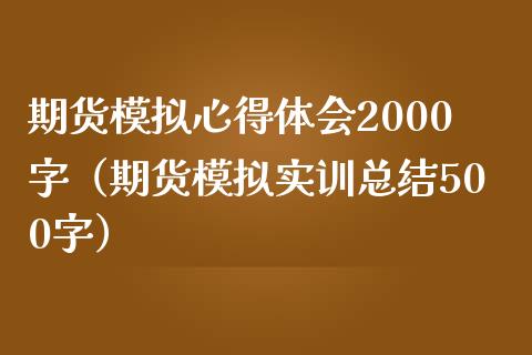 期货模拟心得体会2000字（期货模拟实训总结500字）_https://m.lcjysmgs.com_金融服务_第1张