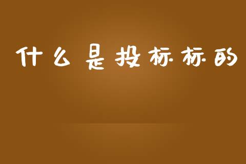 什么是投标标的_https://m.lcjysmgs.com_股票交易_第1张