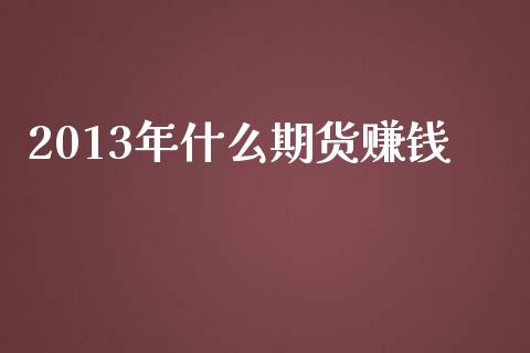 2013年什么期货赚钱_https://m.lcjysmgs.com_股票交易_第1张