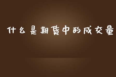 什么是期货中的成交量_https://m.lcjysmgs.com_股票交易_第1张