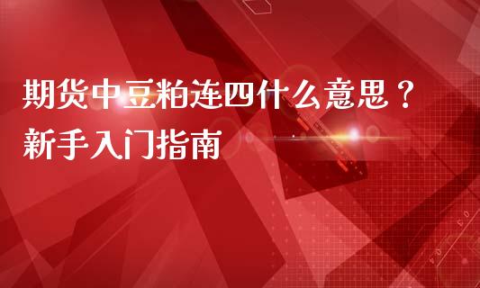 期货中豆粕连四什么意思？新手入门指南_https://m.lcjysmgs.com_金融服务_第1张