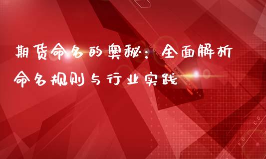 期货命名的奥秘：全面解析命名规则与行业实践_https://m.lcjysmgs.com_金融服务_第1张