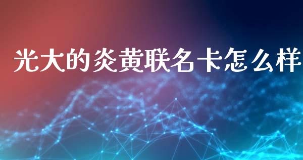 光大的炎黄联名卡怎么样_https://m.lcjysmgs.com_金融服务_第1张