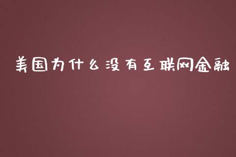 美国为什么没有互联网金融_https://m.lcjysmgs.com_基金管理_第1张