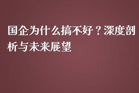 国企为什么搞不好？深度剖析与未来展望_https://m.lcjysmgs.com_股票交易_第1张