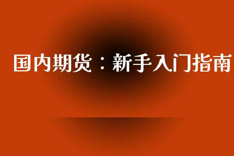 国内期货：新手入门指南_https://m.lcjysmgs.com_基金管理_第1张