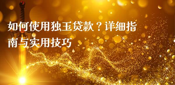 如何使用独玉贷款？详细指南与实用技巧_https://m.lcjysmgs.com_金融服务_第1张