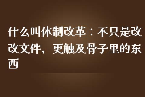 什么叫体制改革：不只是改改文件，更触及骨子里的东西_https://m.lcjysmgs.com_股权投资_第1张