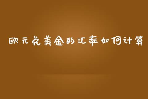 欧元兑美金的汇率如何计算_https://m.lcjysmgs.com_股票交易_第1张
