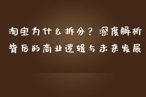 淘宝为什么拆分？深度解析背后的商业逻辑与未来发展_https://m.lcjysmgs.com_金融服务_第1张