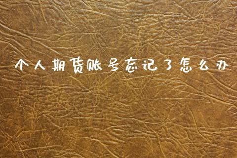 个人期货账号忘记了怎么办_https://m.lcjysmgs.com_股权投资_第1张