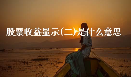 股票收益显示(二)是什么意思_https://m.lcjysmgs.com_股票交易_第1张