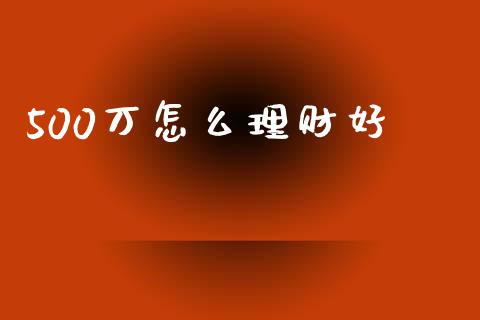 500万怎么理财好_https://m.lcjysmgs.com_基金管理_第1张