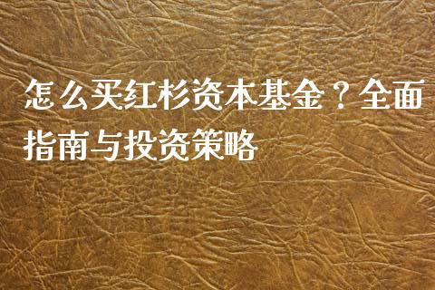 怎么买红杉资本基金?全面指南与投资策略_股票交易_第1张_股权投资_基金管理_股票交易_金融服务 怎么买红杉资本基金?全面指南与投资策略_https://m.lcjysmgs.com_股票交易_第1张
