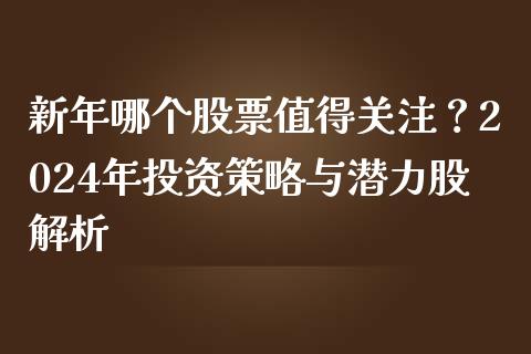 新年哪个股票值得关注？2024年投资策略与潜力股解析_https://m.lcjysmgs.com_股权投资_第1张