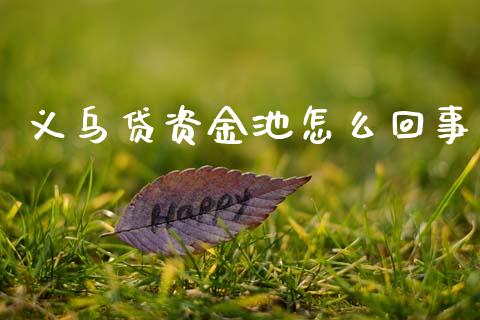 义乌贷资金池怎么回事_https://m.lcjysmgs.com_基金管理_第1张