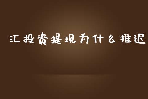 汇投资提现为什么推迟_https://m.lcjysmgs.com_股票交易_第1张