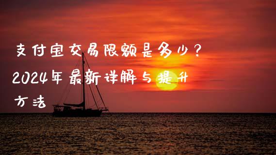 支付宝交易限额是多少? 2024年最新详解与提升方法_基金管理_第1张_股权投资_基金管理_股票交易_金融服务 支付宝交易限额是多少? 2024年最新详解与提升方法_https://m.lcjysmgs.com_基金管理_第1张