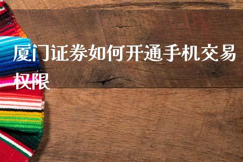 厦门证券如何开通手机交易权限_https://m.lcjysmgs.com_金融服务_第1张
