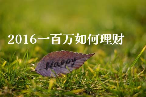 2016一百万如何理财_https://m.lcjysmgs.com_金融服务_第1张