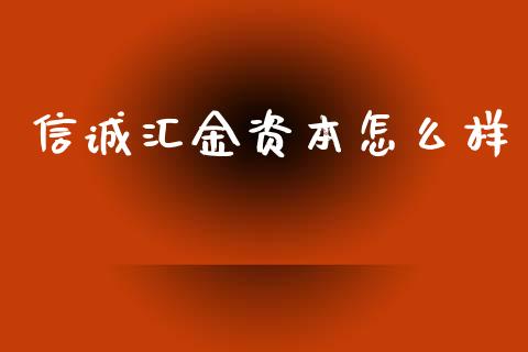 信诚汇金资本怎么样_https://m.lcjysmgs.com_股票交易_第1张