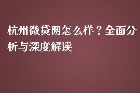 杭州微贷网怎么样？全面分析与深度解读_https://m.lcjysmgs.com_股票交易_第1张