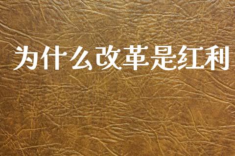 为什么改革是红利_https://m.lcjysmgs.com_股票交易_第1张