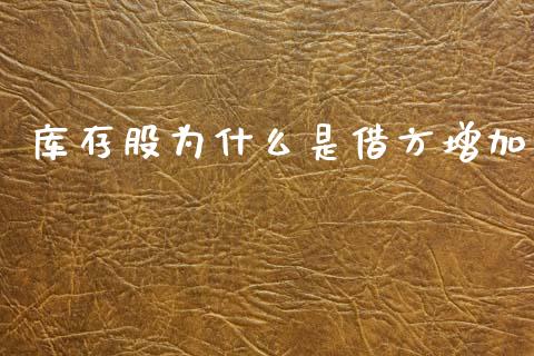 库存股为什么是借方增加_https://m.lcjysmgs.com_股权投资_第1张