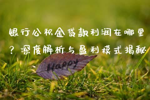 银行公积金贷款利润在哪里？深度解析与盈利模式揭秘_https://m.lcjysmgs.com_股票交易_第1张
