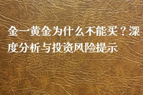 金一黄金为什么不能买？深度分析与投资风险提示_https://m.lcjysmgs.com_金融服务_第1张