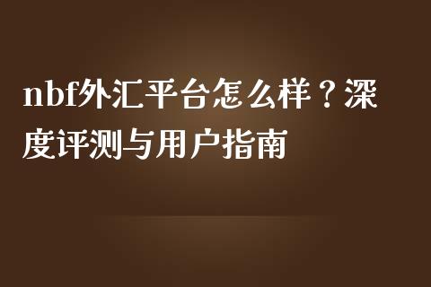 nbf外汇平台怎么样？深度评测与用户指南_https://m.lcjysmgs.com_金融服务_第1张